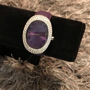 Costume purple watch with genuine leather band